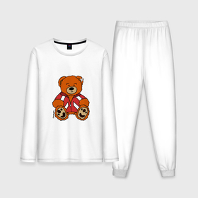 Мужская пижама с лонгсливом хлопок с принтом Медведь Марат в спортивном костюме ,  |  | 
