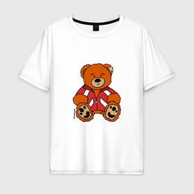 Мужская футболка хлопок Oversize с принтом Медведь Марат в спортивном костюме в Екатеринбурге, 100% хлопок | свободный крой, круглый ворот, “спинка” длиннее передней части | 