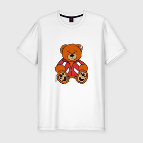 Мужская футболка хлопок Slim с принтом Медведь Марат в спортивном костюме в Екатеринбурге, 92% хлопок, 8% лайкра | приталенный силуэт, круглый вырез ворота, длина до линии бедра, короткий рукав | 
