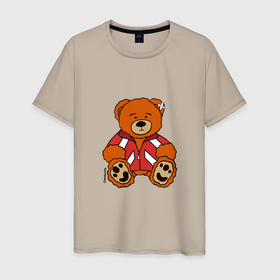 Мужская футболка хлопок с принтом Медведь Марат в спортивном костюме в Екатеринбурге, 100% хлопок | прямой крой, круглый вырез горловины, длина до линии бедер, слегка спущенное плечо. | 