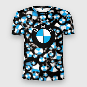 Мужская футболка 3D Slim с принтом BMW sportlogo в Курске, 100% полиэстер с улучшенными характеристиками | приталенный силуэт, круглая горловина, широкие плечи, сужается к линии бедра | Тематика изображения на принте: 