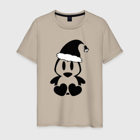 Мужская футболка хлопок с принтом Милый пингвин с сердечками в Кировске, 100% хлопок | прямой крой, круглый вырез горловины, длина до линии бедер, слегка спущенное плечо. | 