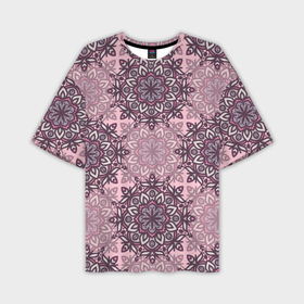 Мужская футболка oversize 3D с принтом Розовый паттерн с мандалами ,  |  | 