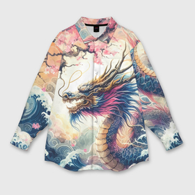 Мужская рубашка oversize 3D с принтом Japanese dragon and sakura   engraving в Екатеринбурге,  |  | Тематика изображения на принте: 