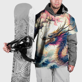 Накидка на куртку 3D с принтом Japanese dragon and sakura   engraving в Екатеринбурге, 100% полиэстер |  | Тематика изображения на принте: 