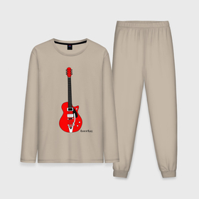 Мужская пижама с лонгсливом хлопок с принтом Красная гитара   рок н ролл в Кировске,  |  | 