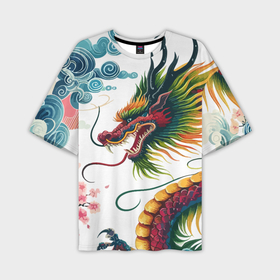 Мужская футболка oversize 3D с принтом Japanese dragon   engraving art в Екатеринбурге,  |  | Тематика изображения на принте: 
