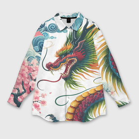 Мужская рубашка oversize 3D с принтом Japanese dragon   engraving art в Екатеринбурге,  |  | 