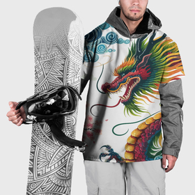 Накидка на куртку 3D с принтом Japanese dragon   engraving art в Кировске, 100% полиэстер |  | Тематика изображения на принте: 