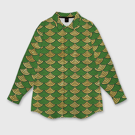 Мужская рубашка oversize 3D с принтом Зелёно золотая чешуя ,  |  | 