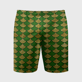 Мужские шорты спортивные с принтом Зелёно золотая чешуя ,  |  | 