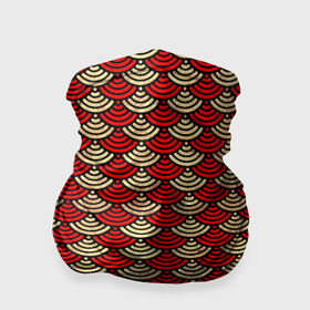 Бандана-труба 3D с принтом Золотая и красная чешуя , 100% полиэстер, ткань с особыми свойствами — Activecool | плотность 150‒180 г/м2; хорошо тянется, но сохраняет форму | 