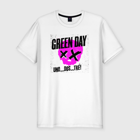 Мужская футболка хлопок Slim с принтом Green Day uno dos tre в Кировске, 92% хлопок, 8% лайкра | приталенный силуэт, круглый вырез ворота, длина до линии бедра, короткий рукав | Тематика изображения на принте: 