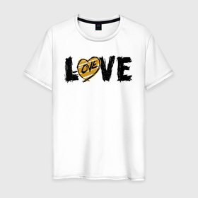 Мужская футболка хлопок с принтом Просто любовь в Санкт-Петербурге, 100% хлопок | прямой крой, круглый вырез горловины, длина до линии бедер, слегка спущенное плечо. | 