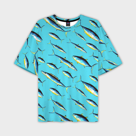 Мужская футболка oversize 3D с принтом Косяк рыб в море ,  |  | Тематика изображения на принте: 