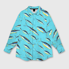 Мужская рубашка oversize 3D с принтом Косяк рыб в море ,  |  | Тематика изображения на принте: 