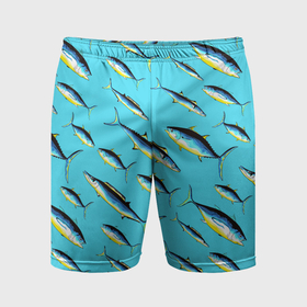 Мужские шорты спортивные с принтом Косяк рыб в море ,  |  | Тематика изображения на принте: 