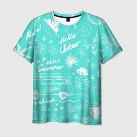 Мужская футболка 3D с принтом Летнее настроение на пляже в Санкт-Петербурге, 100% полиэфир | прямой крой, круглый вырез горловины, длина до линии бедер | 