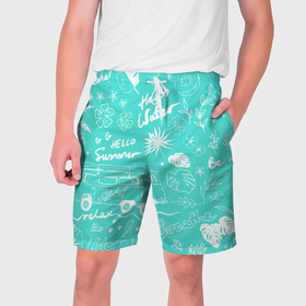 Мужские шорты 3D с принтом Летнее настроение на пляже в Новосибирске,  полиэстер 100% | прямой крой, два кармана без застежек по бокам. Мягкая трикотажная резинка на поясе, внутри которой широкие завязки. Длина чуть выше колен | Тематика изображения на принте: 