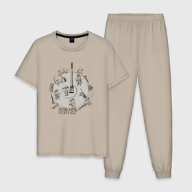 Мужская пижама хлопок с принтом Кати Катай Питер: скейтборд , 100% хлопок | брюки и футболка прямого кроя, без карманов, на брюках мягкая резинка на поясе и по низу штанин
 | 