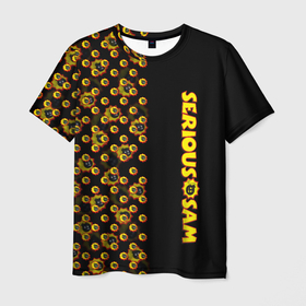 Мужская футболка 3D с принтом Serious Sam pattern game в Белгороде, 100% полиэфир | прямой крой, круглый вырез горловины, длина до линии бедер | 