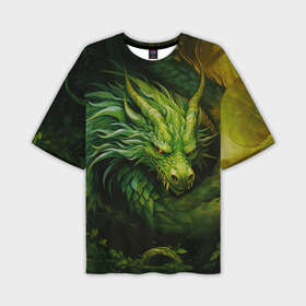 Мужская футболка oversize 3D с принтом Лесной зеленый  дракон символ  2024 в Петрозаводске,  |  | 