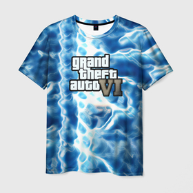 Мужская футболка 3D с принтом Gta 6 storm on vice city в Курске, 100% полиэфир | прямой крой, круглый вырез горловины, длина до линии бедер | Тематика изображения на принте: 