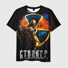 Мужская футболка 3D с принтом Сталкер   энергоблок ЧАЭС в Кировске, 100% полиэфир | прямой крой, круглый вырез горловины, длина до линии бедер | Тематика изображения на принте: 