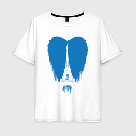 Мужская футболка хлопок Oversize с принтом Blue Paris в Белгороде, 100% хлопок | свободный крой, круглый ворот, “спинка” длиннее передней части | 