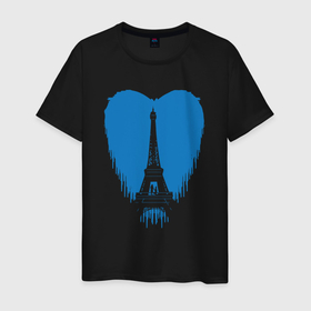 Мужская футболка хлопок с принтом Blue Paris в Тюмени, 100% хлопок | прямой крой, круглый вырез горловины, длина до линии бедер, слегка спущенное плечо. | 