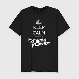 Мужская футболка хлопок Slim с принтом My Chemical Romance keep calm в Новосибирске, 92% хлопок, 8% лайкра | приталенный силуэт, круглый вырез ворота, длина до линии бедра, короткий рукав | 