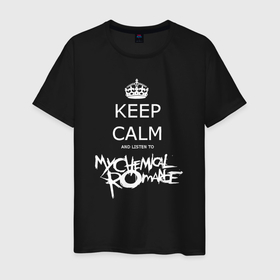 Мужская футболка хлопок с принтом My Chemical Romance keep calm , 100% хлопок | прямой крой, круглый вырез горловины, длина до линии бедер, слегка спущенное плечо. | Тематика изображения на принте: 