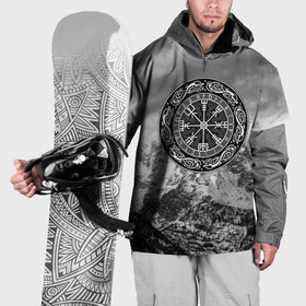 Накидка на куртку 3D с принтом Вегвизир мистических северных горных хребтов в Санкт-Петербурге, 100% полиэстер |  | Тематика изображения на принте: 