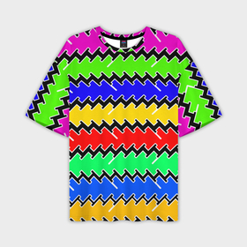 Мужская футболка oversize 3D с принтом Горизонтальные разноцветные линии в Курске,  |  | 