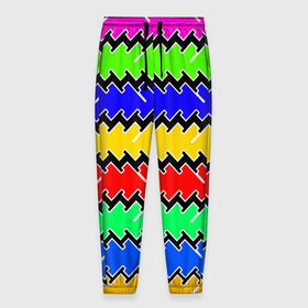 Мужские брюки 3D с принтом Горизонтальные разноцветные линии в Санкт-Петербурге, 100% полиэстер | манжеты по низу, эластичный пояс регулируется шнурком, по бокам два кармана без застежек, внутренняя часть кармана из мелкой сетки | 