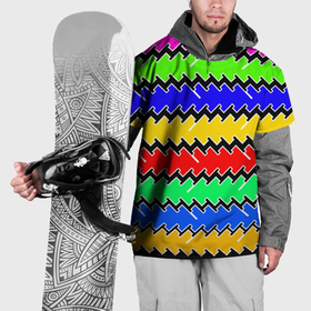 Накидка на куртку 3D с принтом Горизонтальные разноцветные линии в Санкт-Петербурге, 100% полиэстер |  | 