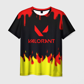 Мужская футболка 3D с принтом Valorant flame texture games в Курске, 100% полиэфир | прямой крой, круглый вырез горловины, длина до линии бедер | 