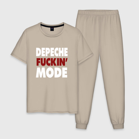 Мужская пижама хлопок с принтом Depeche Funkin Mode в Екатеринбурге, 100% хлопок | брюки и футболка прямого кроя, без карманов, на брюках мягкая резинка на поясе и по низу штанин
 | Тематика изображения на принте: 