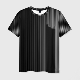 Мужская футболка 3D с принтом Visual zebra stripes в Белгороде, 100% полиэфир | прямой крой, круглый вырез горловины, длина до линии бедер | 