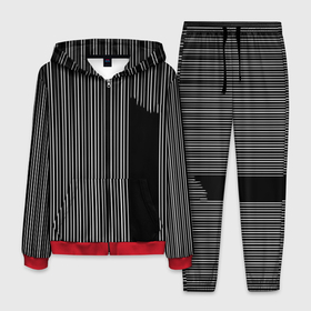 Мужской костюм 3D с принтом Visual zebra stripes в Кировске, 100% полиэстер | Манжеты и пояс оформлены тканевой резинкой, двухслойный капюшон со шнурком для регулировки, карманы спереди | 