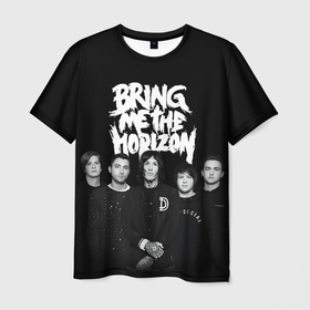 Мужская футболка 3D с принтом Bring me the horizon   group в Кировске, 100% полиэфир | прямой крой, круглый вырез горловины, длина до линии бедер | 