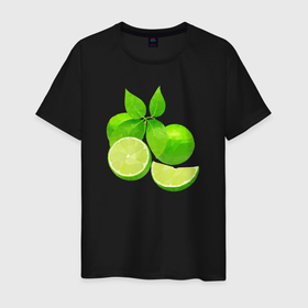 Мужская футболка хлопок с принтом Лайм целиком с листьями , 100% хлопок | прямой крой, круглый вырез горловины, длина до линии бедер, слегка спущенное плечо. | 