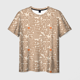 Мужская футболка 3D с принтом Лабиринт и круг в Тюмени, 100% полиэфир | прямой крой, круглый вырез горловины, длина до линии бедер | 