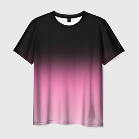 Мужская футболка 3D с принтом Черно розовый градиент в Тюмени, 100% полиэфир | прямой крой, круглый вырез горловины, длина до линии бедер | 