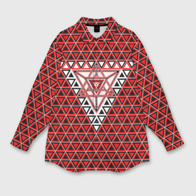 Мужская рубашка oversize 3D с принтом Красные и чёрные треугольники в Белгороде,  |  | 
