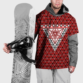 Накидка на куртку 3D с принтом Красные и чёрные треугольники в Петрозаводске, 100% полиэстер |  | Тематика изображения на принте: 