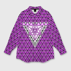 Мужская рубашка oversize 3D с принтом Розовые и чёрные треугольники в Белгороде,  |  | 