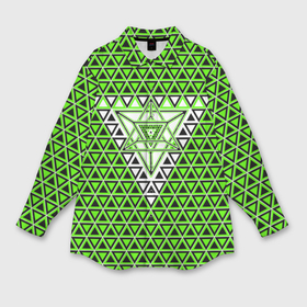 Мужская рубашка oversize 3D с принтом Зелёные и чёрные треугольники в Белгороде,  |  | 