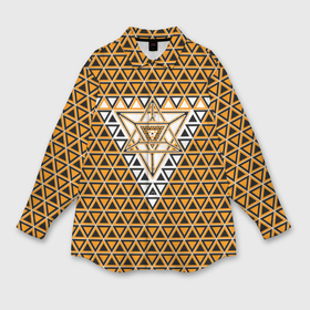 Мужская рубашка oversize 3D с принтом Жёлтые и чёрные треугольники в Белгороде,  |  | 