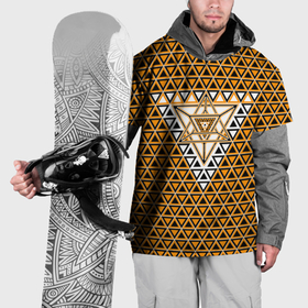 Накидка на куртку 3D с принтом Жёлтые и чёрные треугольники в Тюмени, 100% полиэстер |  | 